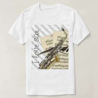 Camiseta Amo diseño divertido de la música del saxofón