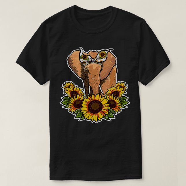 Camiseta Amo dulce Elefante Regalo Sunflower Decoración Ele (Diseño del anverso)