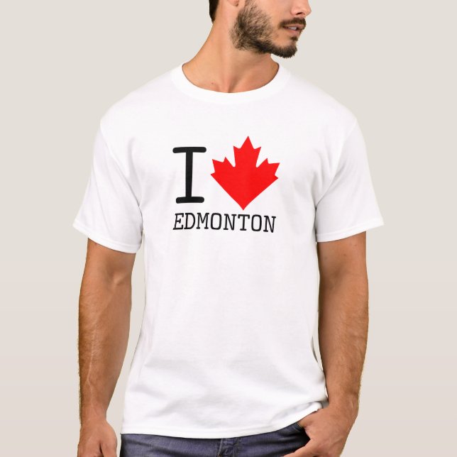 Camiseta Amo Edmonton, Alberta Canada Maple Leaf (Anverso)