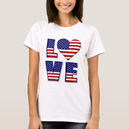 Camiseta Amo EE.UU. Corazón Bandera Americana Cita Mujeres
