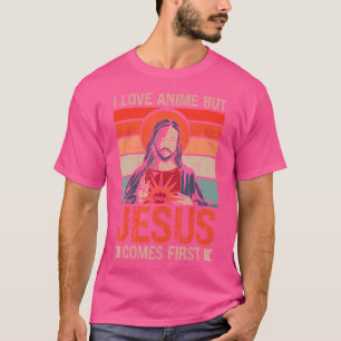 Camiseta Amo el Anime Pero Jesús Viene Primero Otaku Manga 