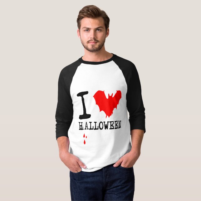 Camiseta Amo el Bate Rojo de Halloween (Anverso completo)