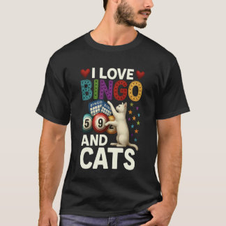 Camiseta Amo el Bingo y los Gatos Gato Divertido y Bingo