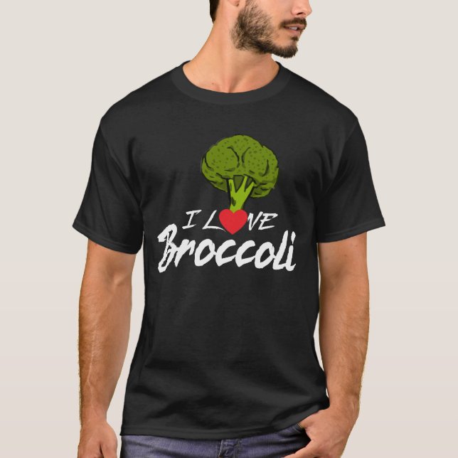 Camiseta Amo el bróculi, comedor de la planta, herbívoro, (Anverso)