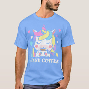 Camiseta Amo El Café Bebe Mujer Unicornio Caffeine