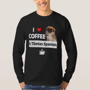 Camiseta Amo el café y los spaniels tibetanos Mamá Papá Caf