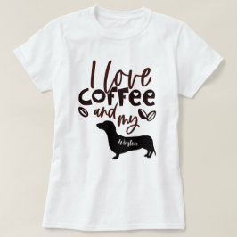 Camiseta Amo el café y mi Dachshund de pelo largo