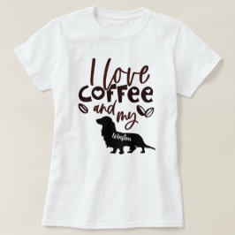 Camiseta Amo el café y mi Dachshund de pelo largo