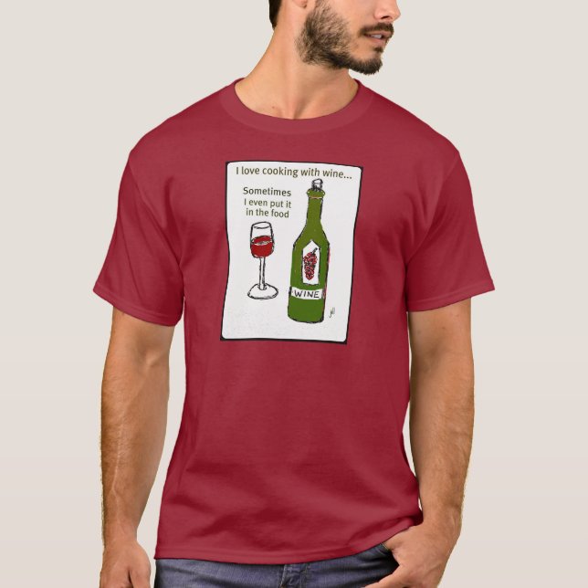 CAMISETA AMO EL COCINAR CON EL VINO QUE INCLUSO LO PONGO A (Anverso)