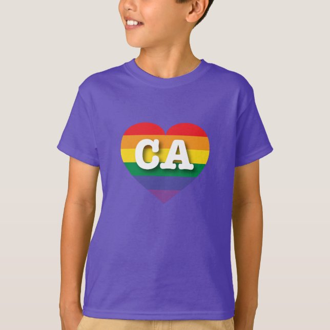Camiseta Amo el corazón arcoiris de California (Anverso)