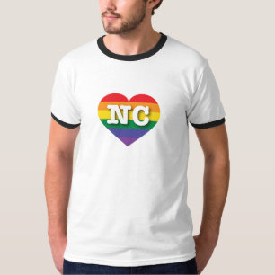 Camiseta Amo el corazón arcoiris de Carolina del Norte