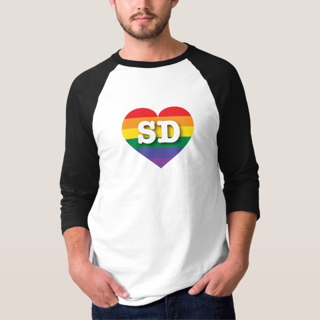 Camiseta Amo el corazón arcoiris de Dakota del Sur (Anverso)