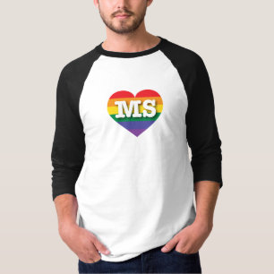 Camiseta Amo el corazón arcoiris de Misisipi