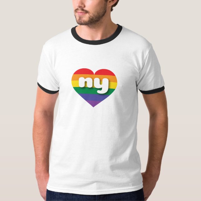 Camiseta Amo el corazón arcoiris de Nueva York (Anverso)