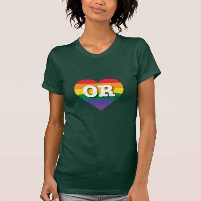 Camiseta Amo el corazón arcoiris de Oregon (Anverso)