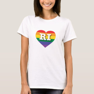 Camiseta Amo el corazón arcoiris de Rhode Island