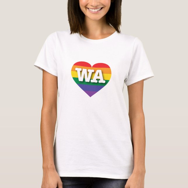 Camiseta Amo el corazón arcoiris del estado de Washington (Anverso)