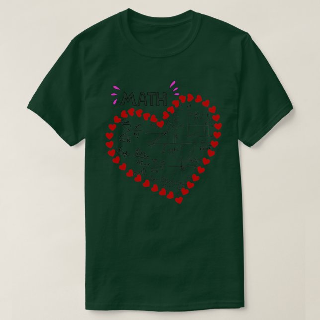Camiseta Amo el corazón de matemáticas graciosas (Diseño del anverso)