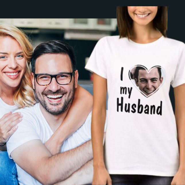 Camiseta Amo el corazón fotográfico de mi marido (Subido por el creador)