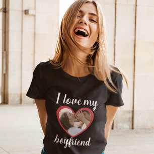 Camiseta Amo el corazón mi novio personalizado foto negro