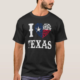 Camiseta Amo el corazón patriótico de la bandera de Texas T