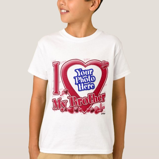 Camiseta Amo el corazón rojo de mi hermano - foto (Anverso)