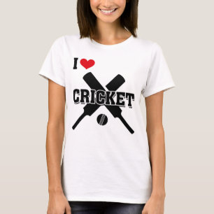 Camiseta Amo el críquet, Batos de críquet cruzados y pelota