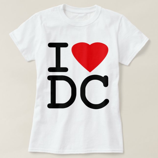 Camiseta Amo el distrito de Columbia de la C.C. de (Diseño del anverso)