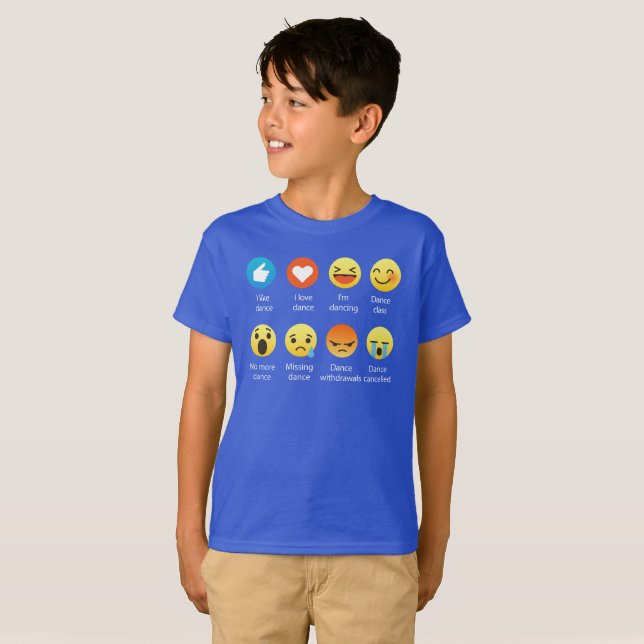 Camiseta Amo el Emoticon de la DANZA (emoji) (la fuente (Anverso completo)