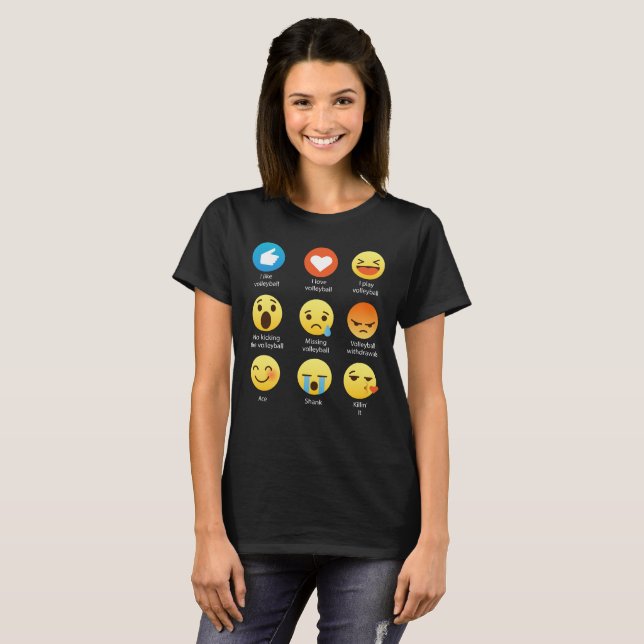 Camiseta Amo el Emoticon del VOLEIBOL (emoji) que el icono (Anverso completo)