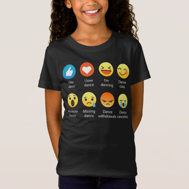 Camiseta Amo el Emoticon social de la DANZA (emoji) - (Anverso)