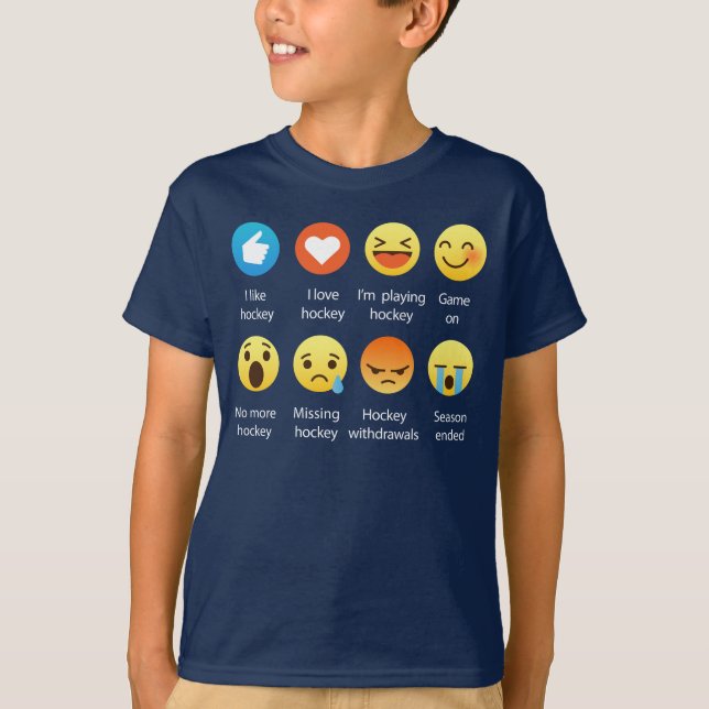 Camiseta Amo el Emoticon social del HOCKEY (emoji) - fuente (Anverso)