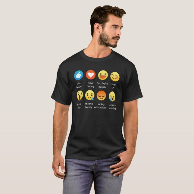 Camiseta Amo el Emoticon social del HOCKEY (emoji) - fuente (Anverso completo)