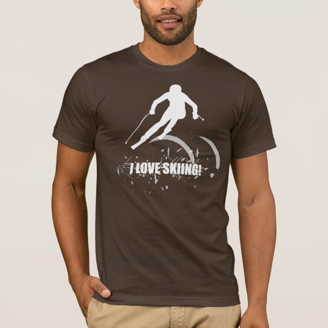 Camiseta ¡Amo el esquiar! (Blanco) (Anverso)