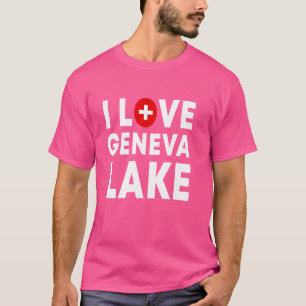 Camiseta Amo el lago Ginebra - Suisse Atracciones Bandera S
