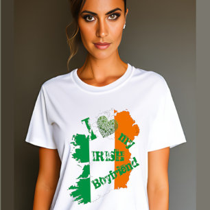 Camiseta Amo el mapa irlandés de mi novio
