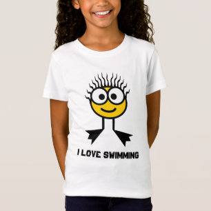 Camiseta Amo el nadar - carácter amarillo de la nadada