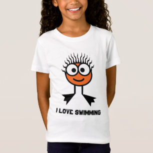 Camiseta Amo el nadar - carácter anaranjado de la nadada