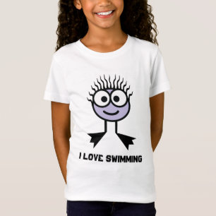 Camiseta Amo el nadar - carácter de la nadada de la lila
