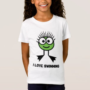 Camiseta Amo el nadar - carácter verde de la nadada