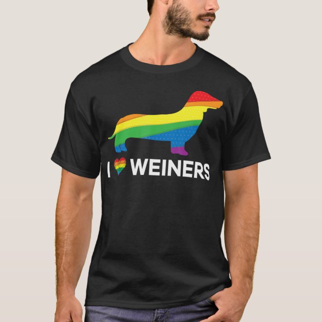 Camiseta Amo el orgullo gay gay de Dachshund (Anverso)
