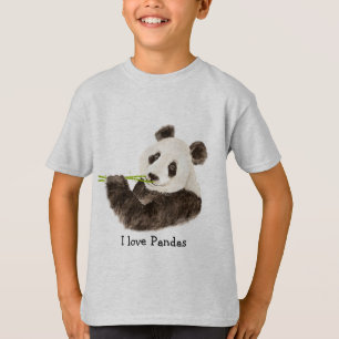 Camiseta Amo el oso asiático Pandas, animal acuarela