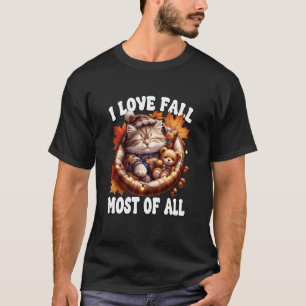 Camiseta Amo el otoño más que nada Gatito lindo para gata e