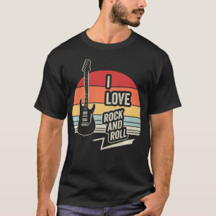 Camiseta Amo el Rock And Roll Música de Guitarra Retro Vint