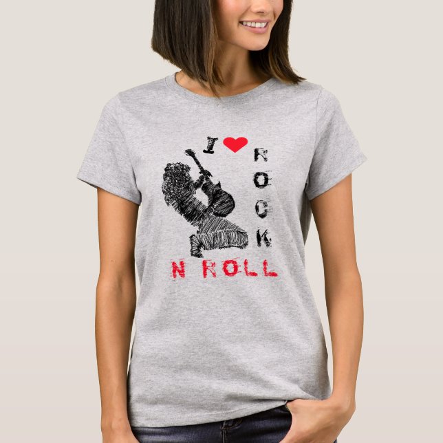 Camiseta Amo el rock N Roll T-Shirt Gift Rock Guitarist (Anverso)
