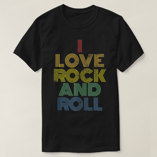 Camiseta Amo el rock y el rollo arco iris angustiado de los (Diseño del anverso)