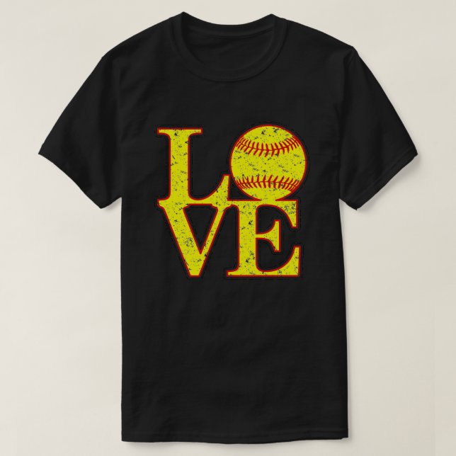Camiseta Amo el Softball con el arte digital perturbado (Diseño del anverso)