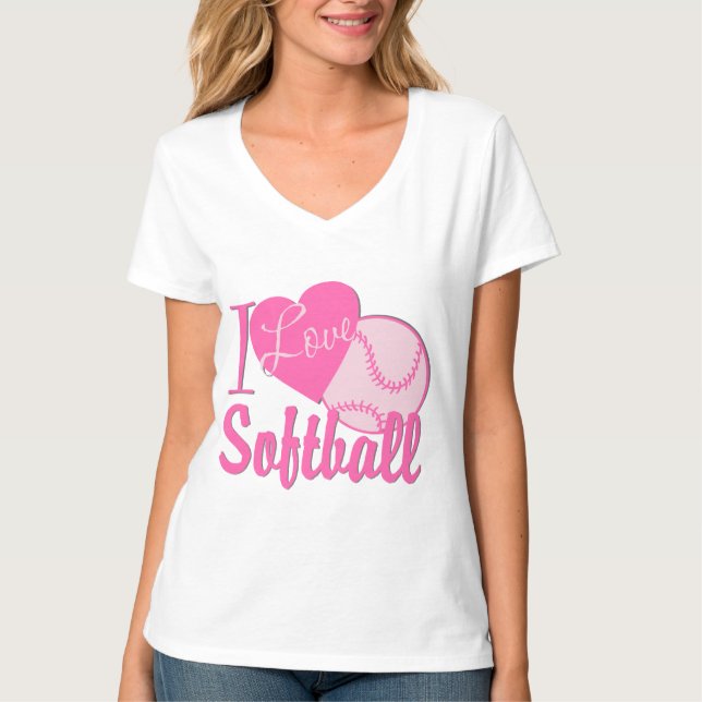 Camiseta Amo el Softball Rosa (Anverso)