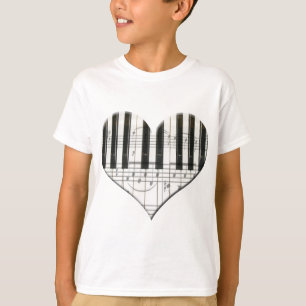Camiseta Amo el teclado del corazón de la música del pian