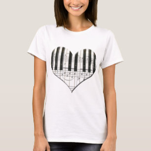 Camiseta Amo el teclado del corazón de la música del piano